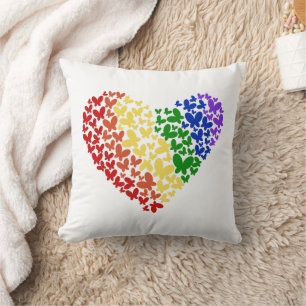 Coussin Fierté Papillon Coeur - LGBTQ+ Couleurs du drapeau