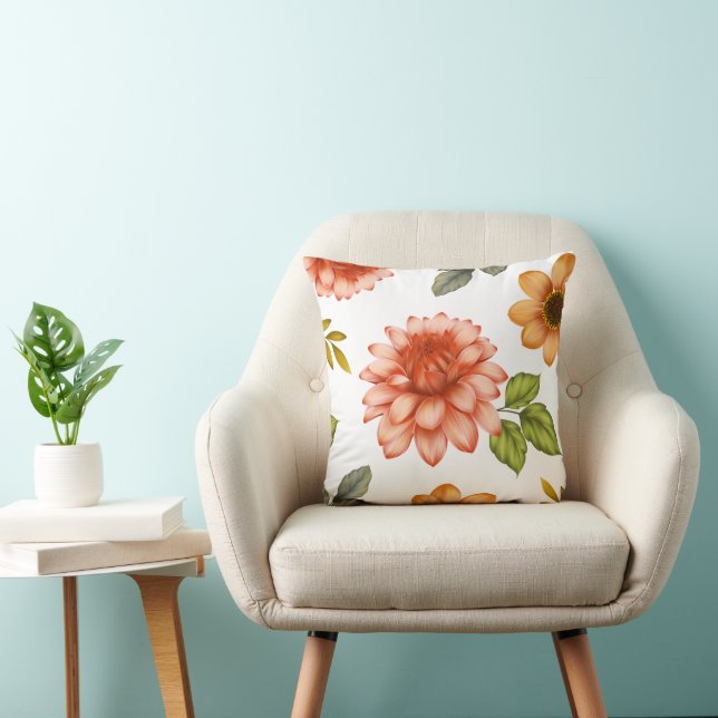 Coussin Fiery Dahlia Bloom (Chaise)
