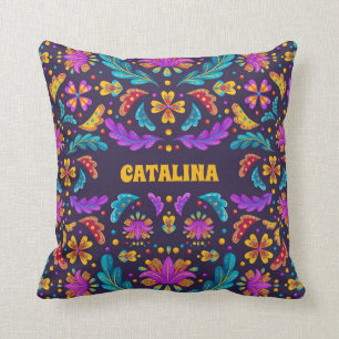 Coussin Fiesta mexicaine Fleur Quinceanera tendance color