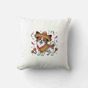 Coussin Fiesta Papillon Chien portant Sombrero et Sarape