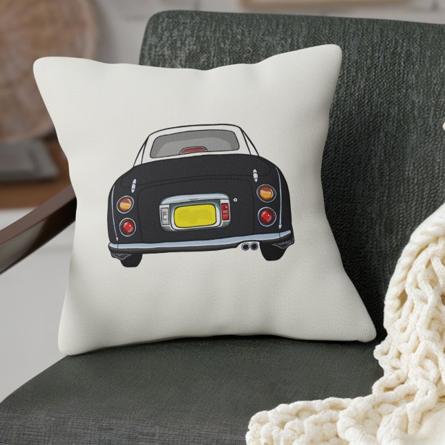 Coussin Figarations Cute Black Figaro Crème voiture (A cute black Figaro Car on a cream pillow that's perfect for your car or at home)
