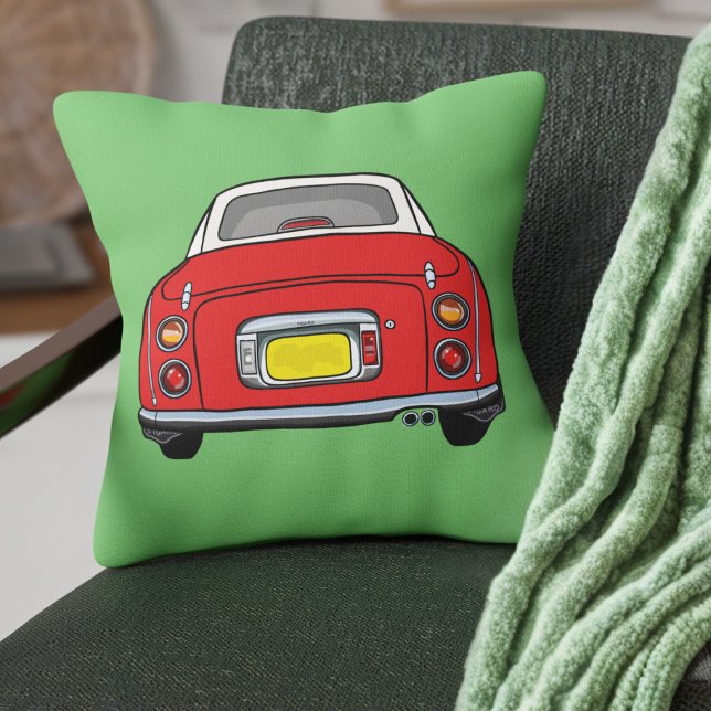 Coussin Figarations Rouge Joli Figaro Voiture Vert Personn (Fun red figgy on a green pillow perfect for your car or home)