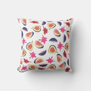 Coussin Figes fraîches Aquarelle de jus rose