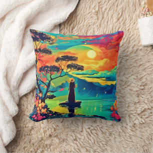 Coussin Figure militaire au coucher du soleil