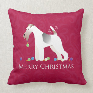 Coussin Fil Fox Terrier Silhouette Design de Noël