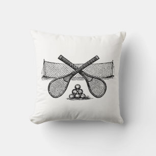 Coussin Filet de tennis vintage Sports, Raquettes croisées