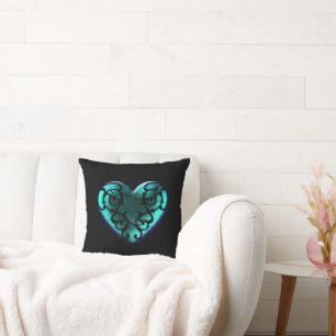 Coussin Filigree Goth Ice Blue Heart