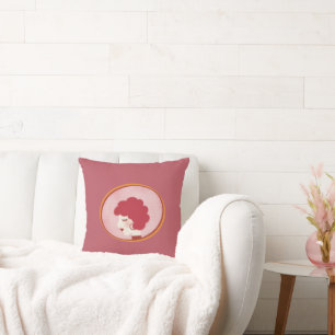 Coussin Fille à tête rouge dans le miroir