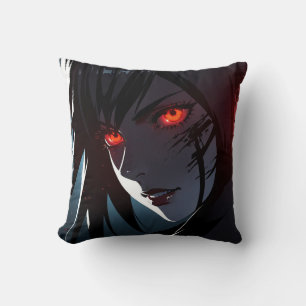 Coussin Fille Anime aux yeux rouges d'horreur