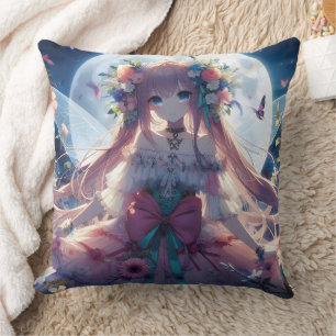 Coussin Fille Anime Fleur Lune Fée