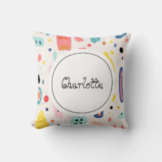 Coussin Fille avec nom personnalisé Bohème aquarelle Cutie