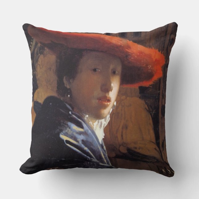 Coussin Fille avec Red Hat, c.1665 (huile sur le panneau) (Recto)