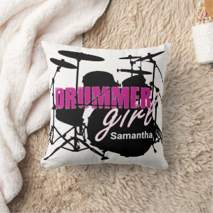 Coussin Fille batteur Prénom Grunge Purple avec texte