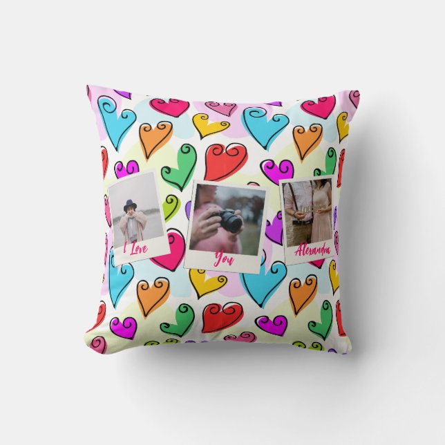 Coussin Fille Coeurs Vibrants Cute Romantique Saint-Valent (Recto)