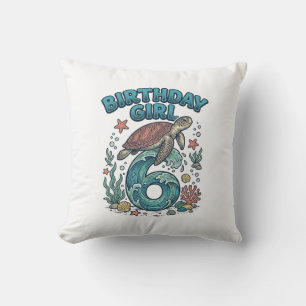Coussin Fille d'anniversaire 6 Tortue de mer Conception de