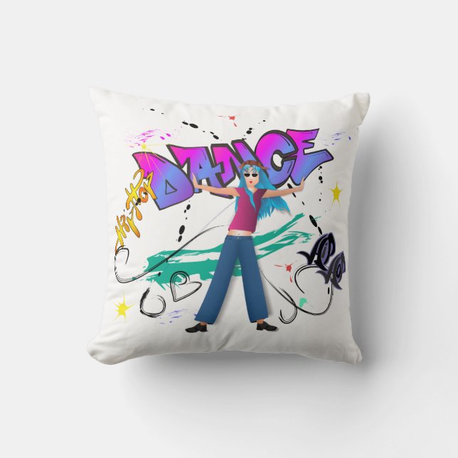 Coussin Fille de graffiti de hip hop (Recto)