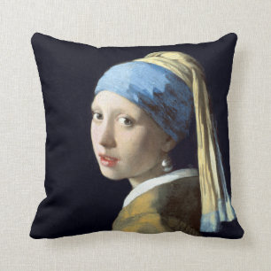 Coussin Fille de Johannes Vermeer avec une boucle