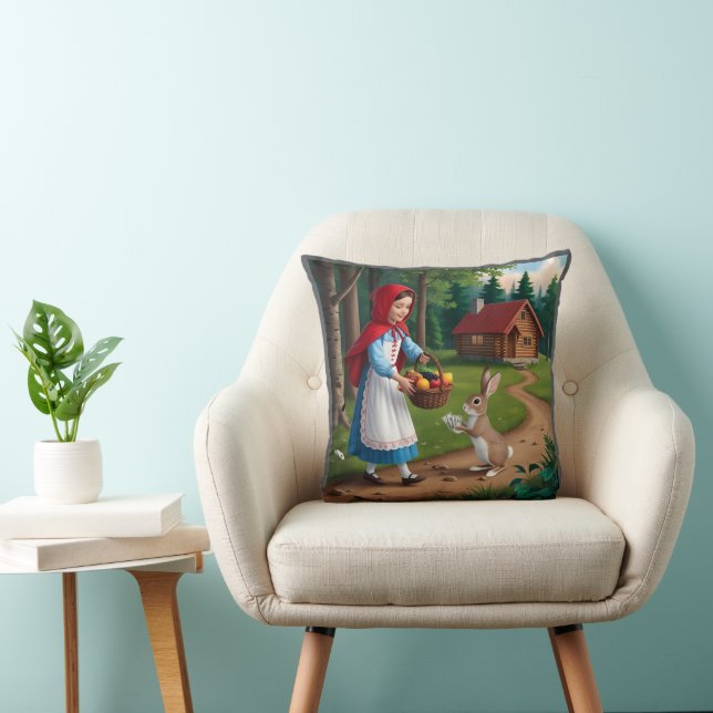 Coussin Fille en Redhood avec Bunny (Chaise)