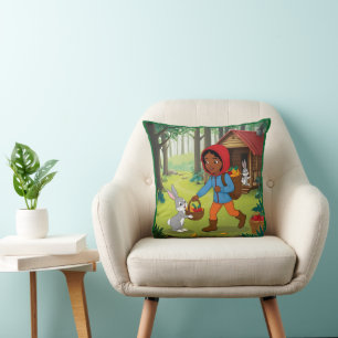 Coussin Fille en Redhood avec Bunny