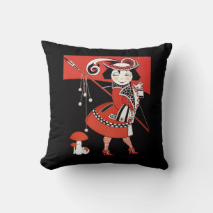 Coussin Fille en rouge