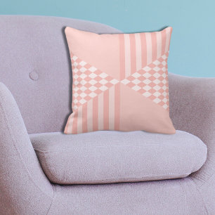 Coussin Fille Géométrique Pink Stripes Diamond Checkers