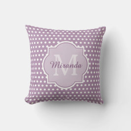 Coussin Fille Lavande violet Pois Monogramme et nom