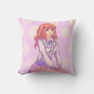 Coussin Fille Macaron rose