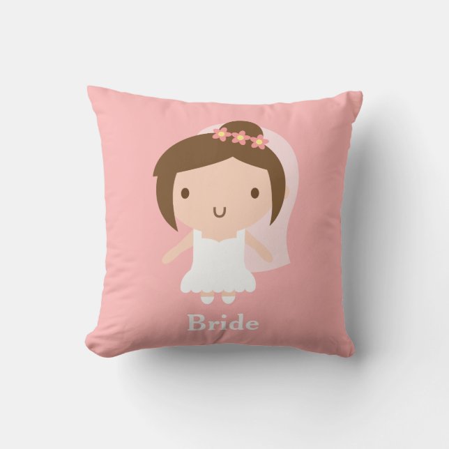 Coussin Fille mignonne de jeune mariée de mariage dans la (Recto)