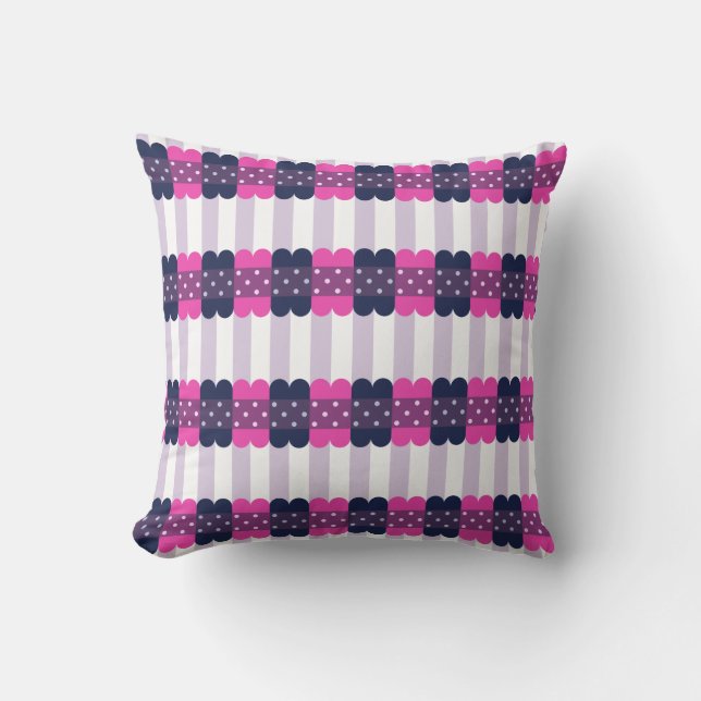 Coussin Fille mignonne violet et Motif rose (Recto)