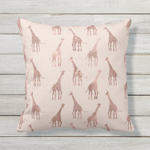 Coussin Fille moderne Rose Or Blush Giraffes rose