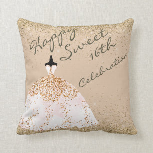 Coussin Fille Rose Gold Big Ball Gown Sweet 16e anniversai