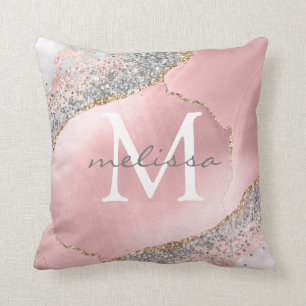 Coussin Fille Rose Gold Blush Parties scintillant rose Nom