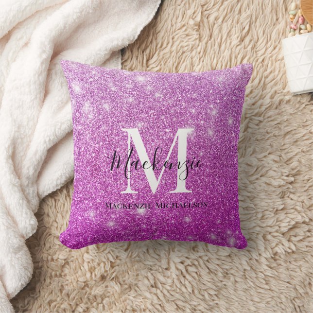 Coussin Fille rose Ombre Parties scintillant Nom du monogr (Couverture)