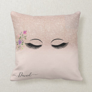 Coussin Fille Rose Parties scintillant or Blush Monogramme