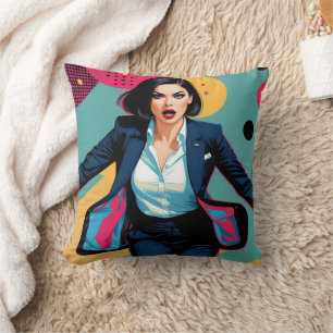 Coussin Fille stylée Cyberpunk Pop Art