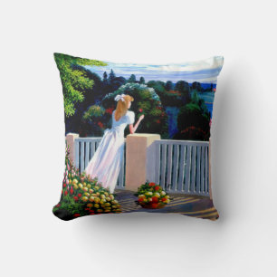 Coussin Fille vue sur la mer Méditerranée Throw