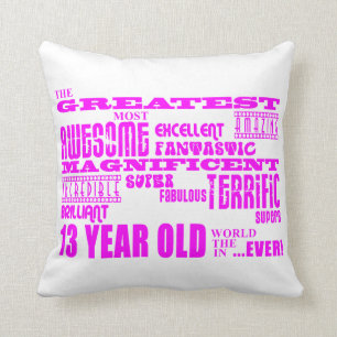 Coussin Filles 13e anniversaire : Plus grand 13 ans rose