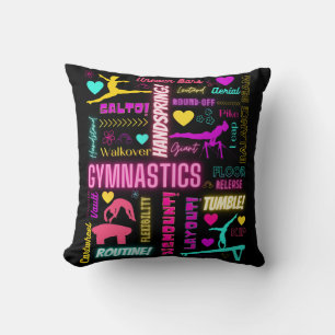 Coussin Filles colorées Gymnastique Glossaire Typographie