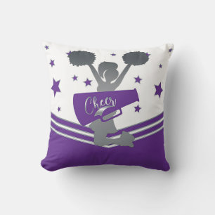 Coussin Filles de Cheer-leading Purple & Silver Stars