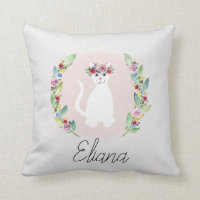 Filles mignonnes chats blancs avec fleurs et nom