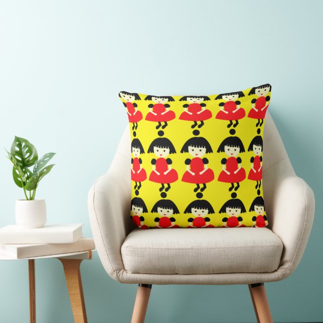 Coussin Filles mignonnes Jaune (Chaise)