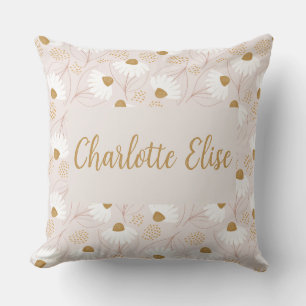 Coussin Filles Personnalisées Floral Rose Décoratif