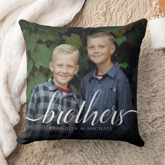 Coussin Filles personnalisées Frères Écriture de photos (Couverture)