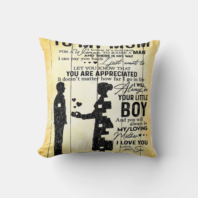 Coussin Fils à maman, cadeau à ma maman, la fête des mères (Recto)