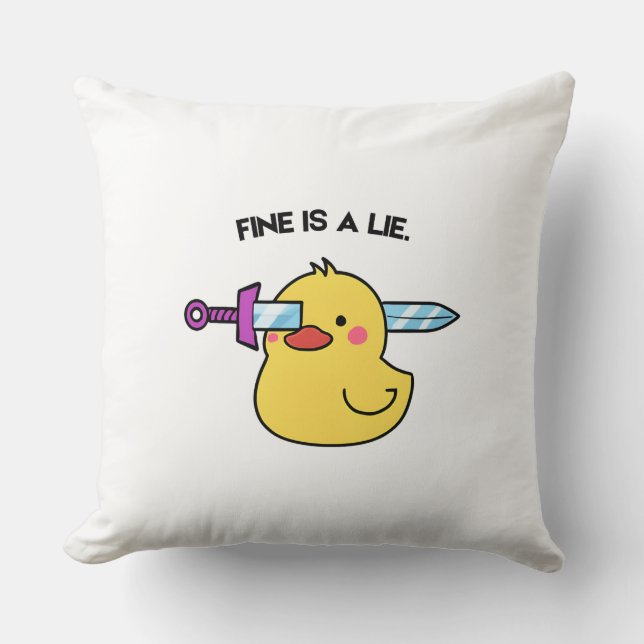 Coussin Fine est un mensonge - Drôle Humour foncé Jeu d'or (Recto)