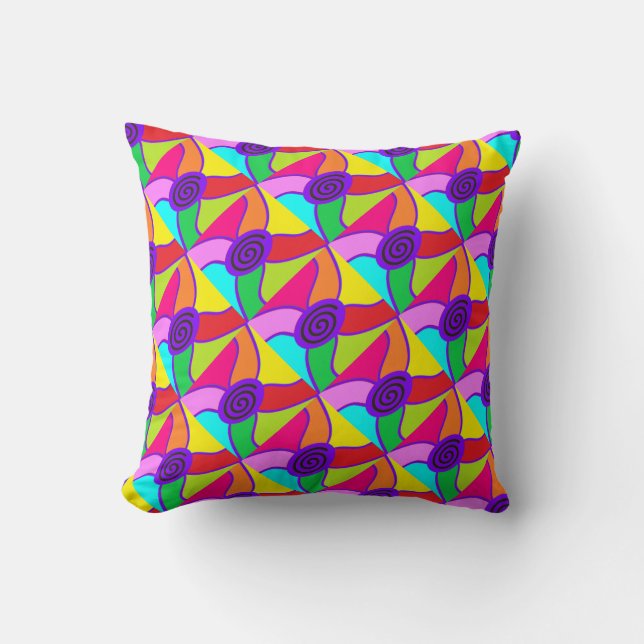 Coussin Fiole d'art en spirale violette à plusieurs motifs (Recto)