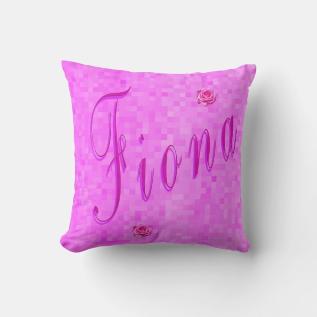 Coussin Fiona Nom Logo Sur La Mosaïque Rose, (Recto)