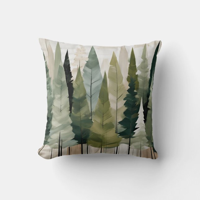 Coussin Fir Trees vert neutre (Recto)