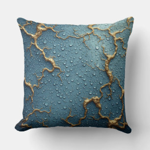 Coussin Fissures de Kintsugi sur des gouttes d'eau abstrai