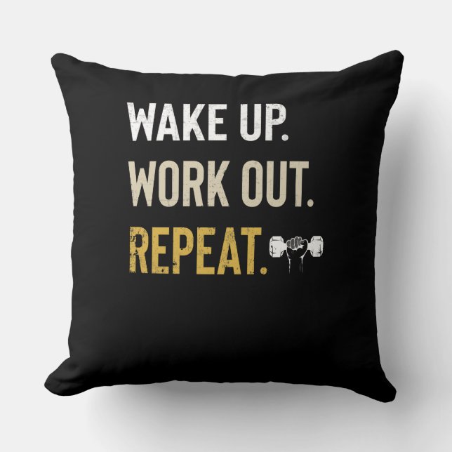 Coussin Fitness Gym Motivation Se réveiller Travail Répéte (Recto)